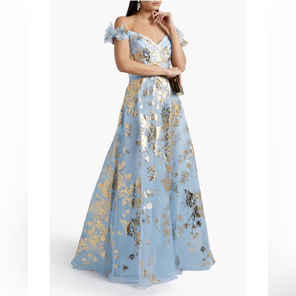 Marchesa Notte Floral Appliqué Gown